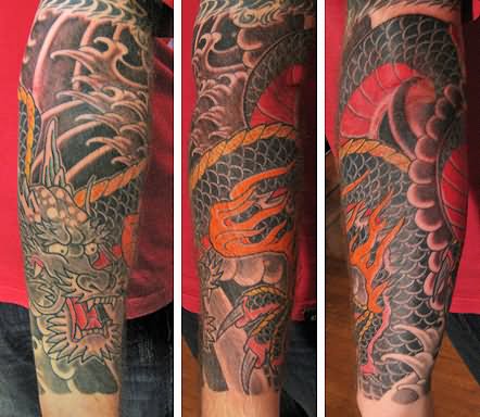 Japanese Dragon Tattoo Design For Full Sleeve