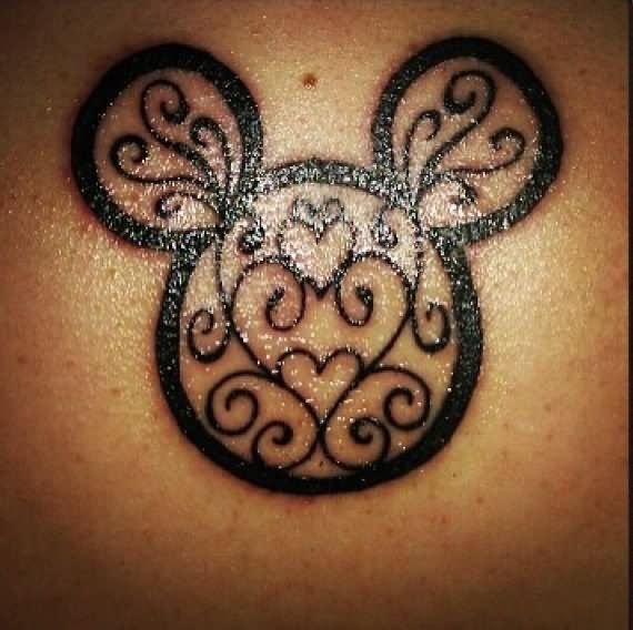 Lace Mickey Mouse Head Tattoo
