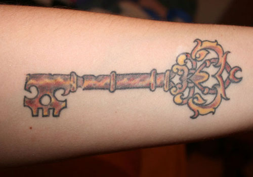 Left Forearm Skeleton Key Tattoo Image