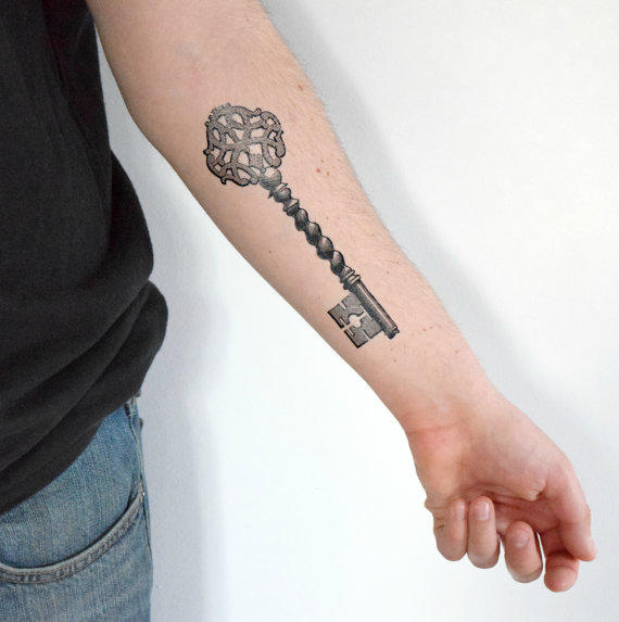 Left Forearm Skeleton Key Tattoo