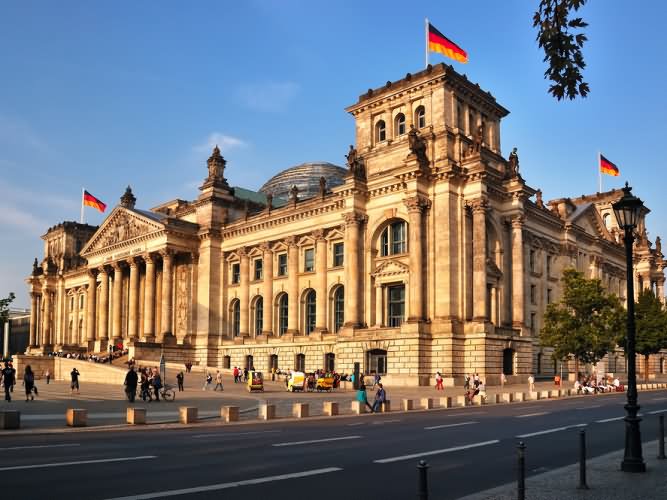 Left Side View Of The Reichstag Building In Berlin