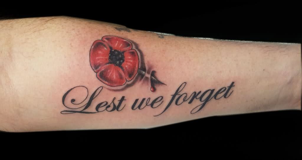 Lest We Forget - Poppy Flower Tattoo Design For Forearm By Ashley Jefferys
