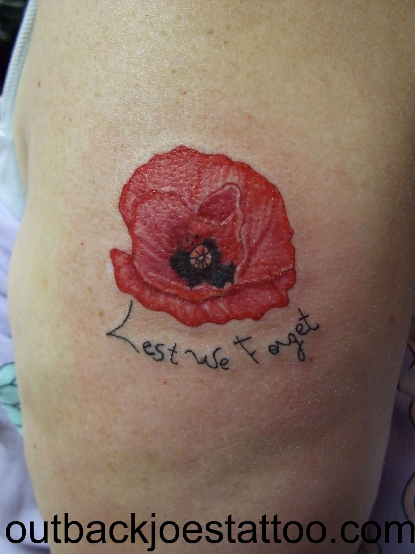 Lest We Forget - Poppy Flower Tattoo Design For Half Sleeve