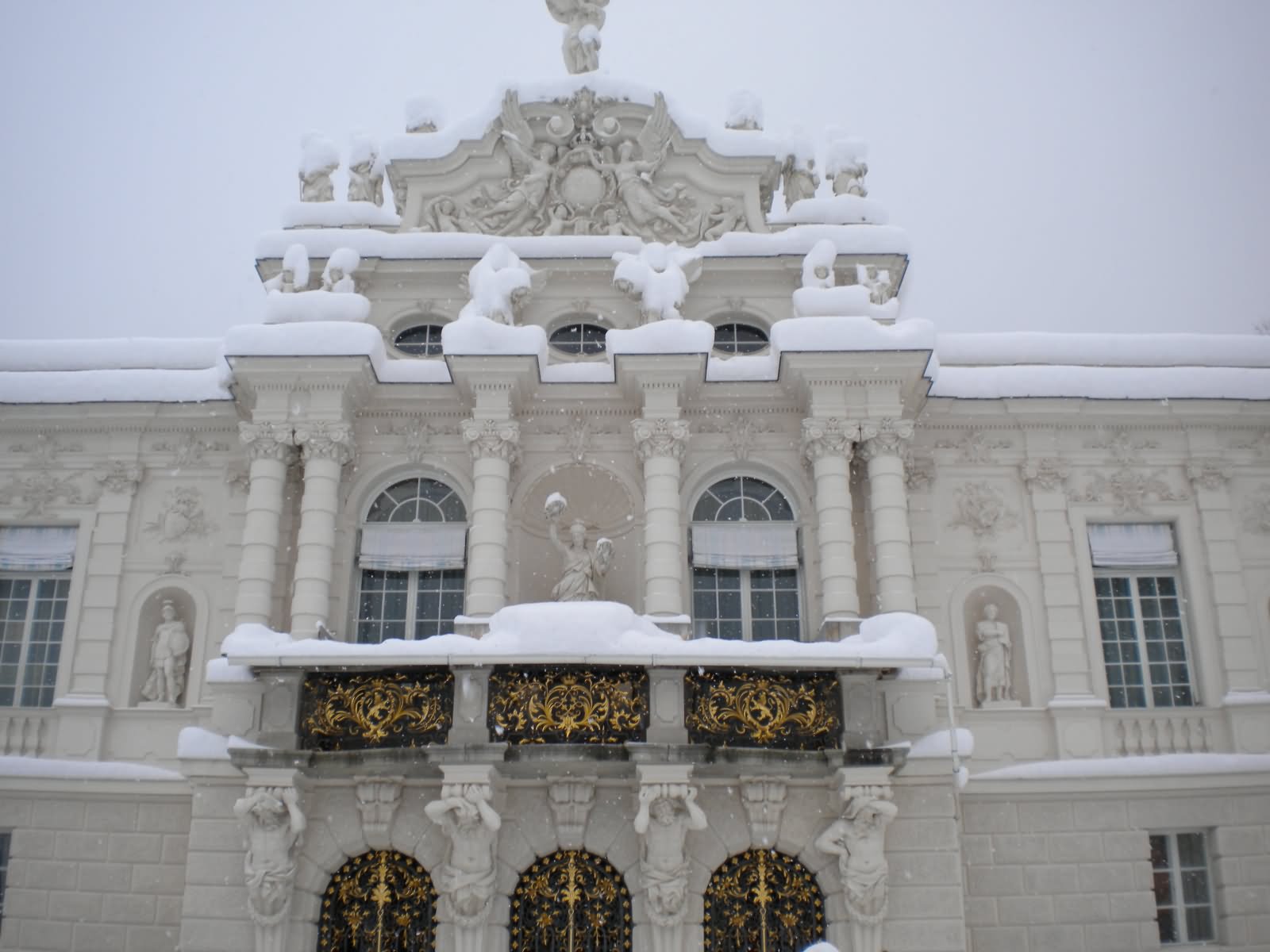 Linderhof Palace In The Snow During Winter