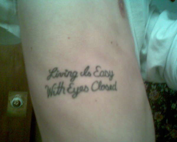 Living Is Easy With Eyes Closed Beatles Lyrics Tattoo Design For Sleeve