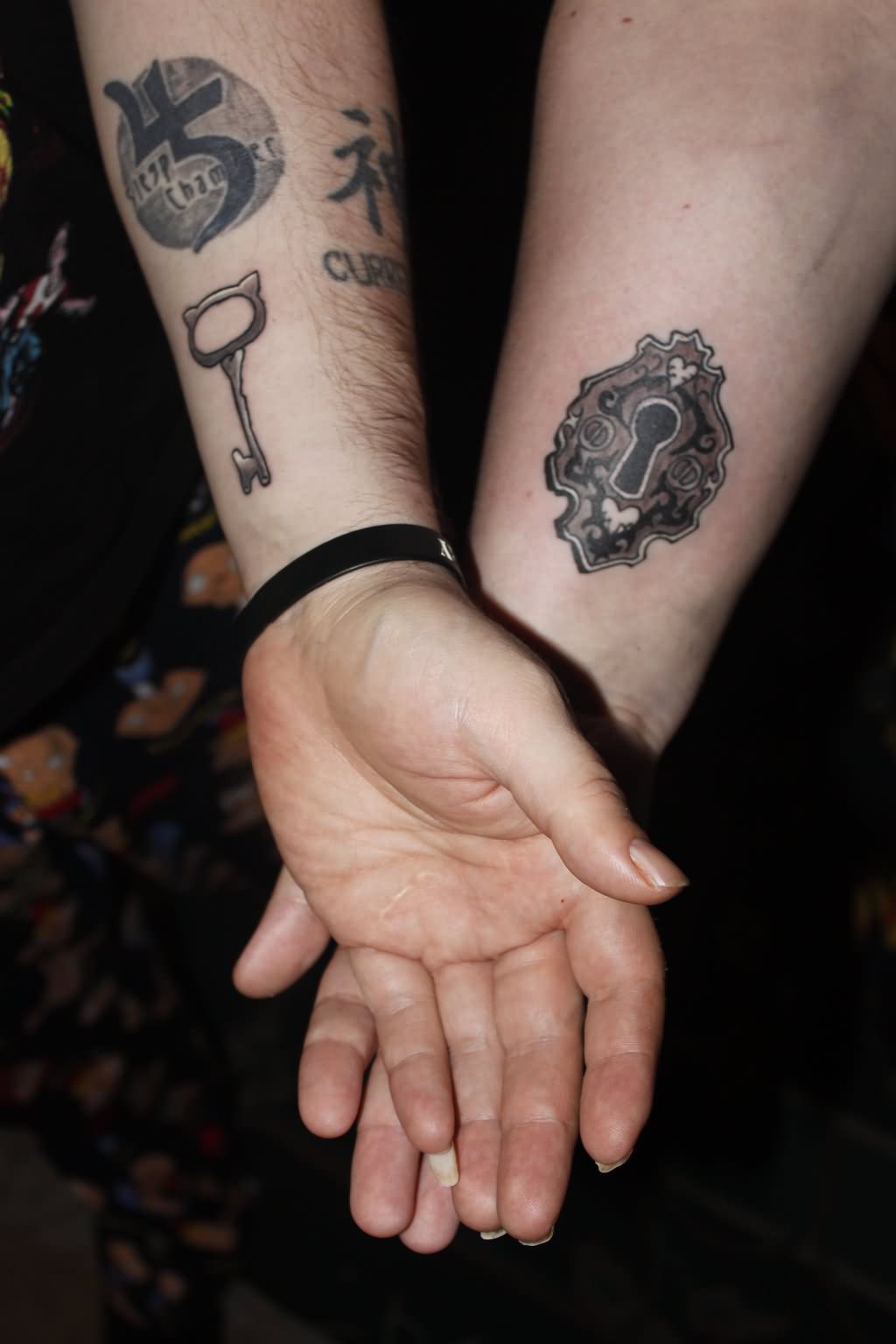 Lock And Skeleton Key Tattoos On Wrists
