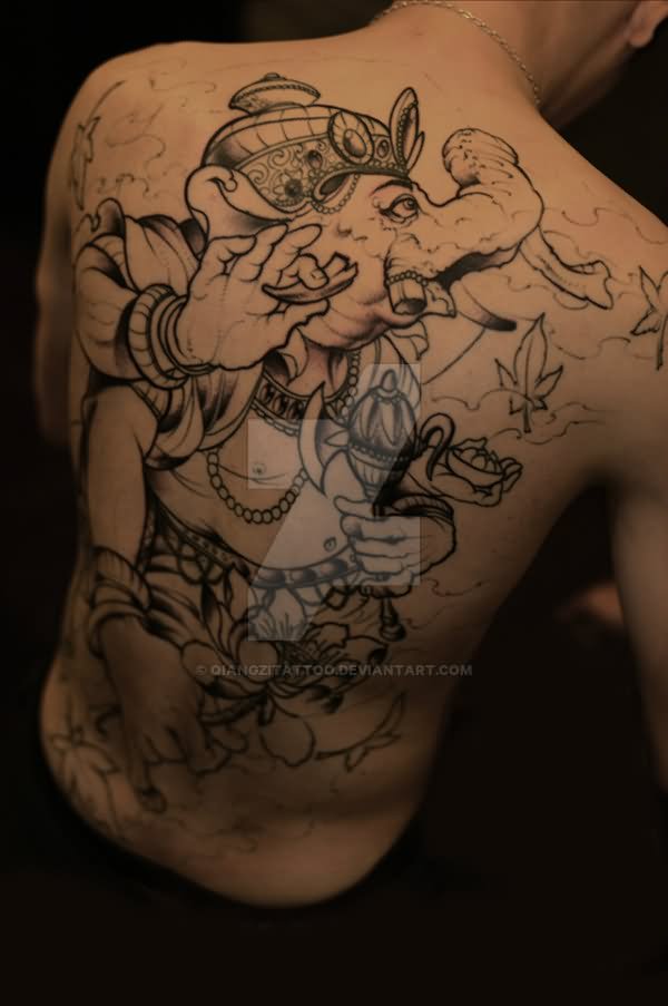 Lord Ganesha Tattoo On Full Back By Qiangzi