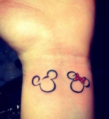 Minnie and Mickey Mouse Tattoos On Wrist