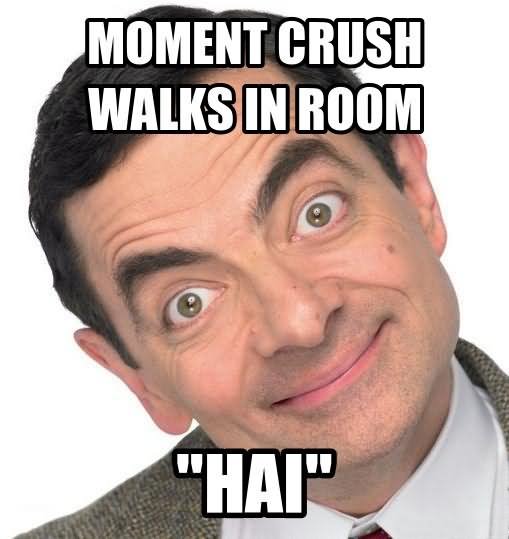 Moment Crush Walks In Room Hai Funny Mr Bean Meme Image