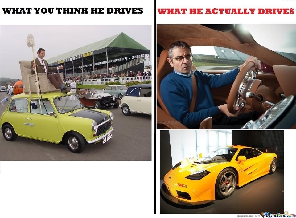 Mr Bean Car Driving Funny Meme Picture