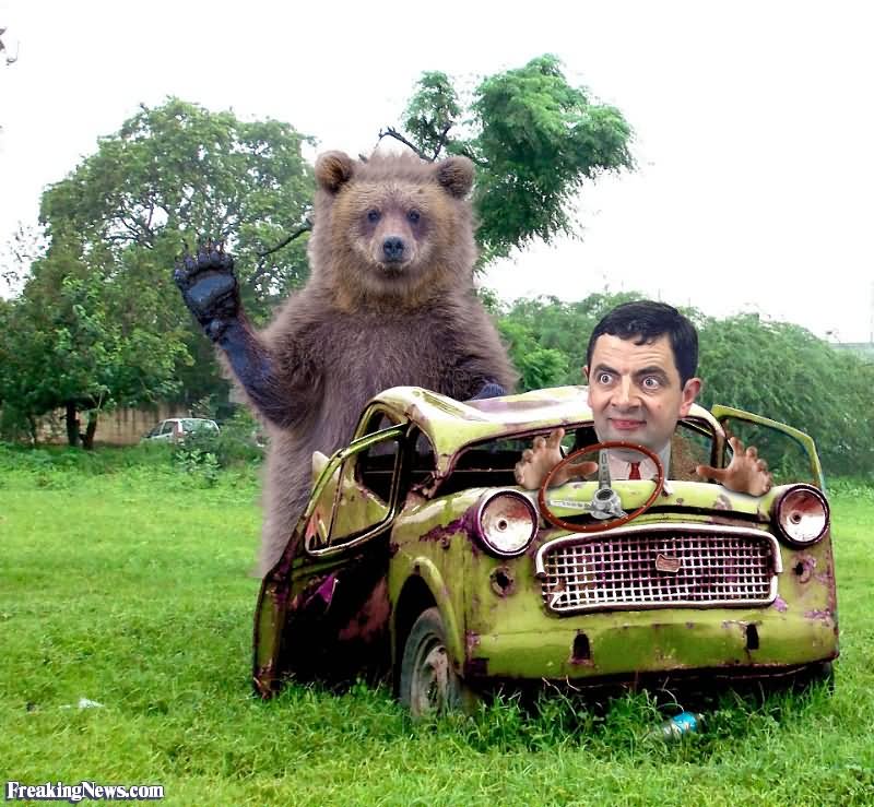 Mr Bean Crashes His Car At Zoo Funny Picture