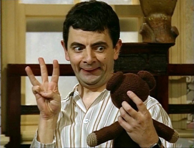 Mr Bean Talking With Toy Funny Image