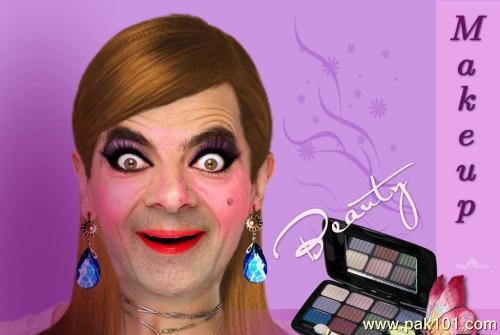 Mr Bean With Funny Makeup Face Picture