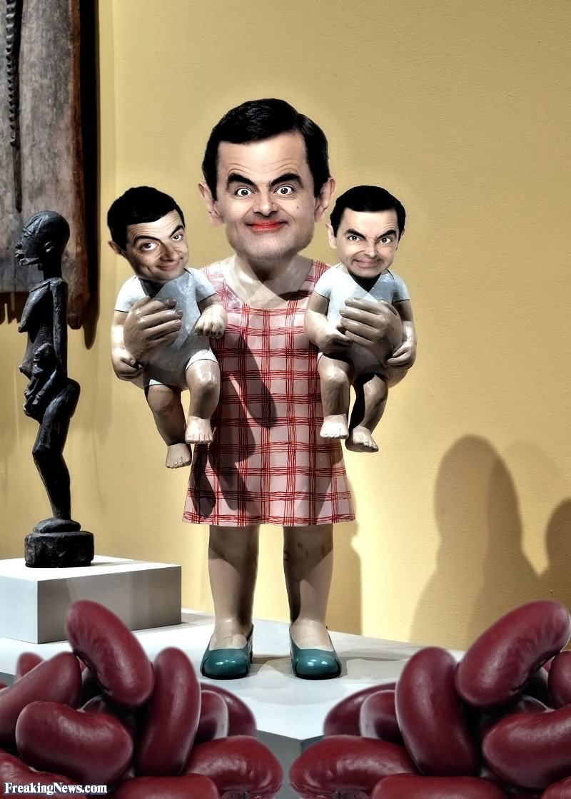 Mr Bean With His Twins Funny Photoshop Image For Facebook
