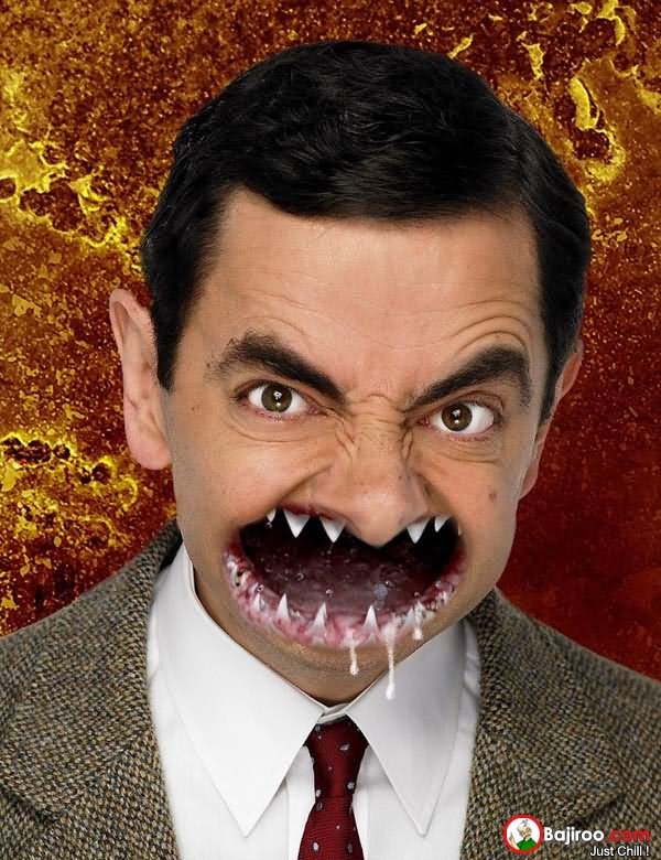 Mr Bean With Shark Teeth Funny Photo