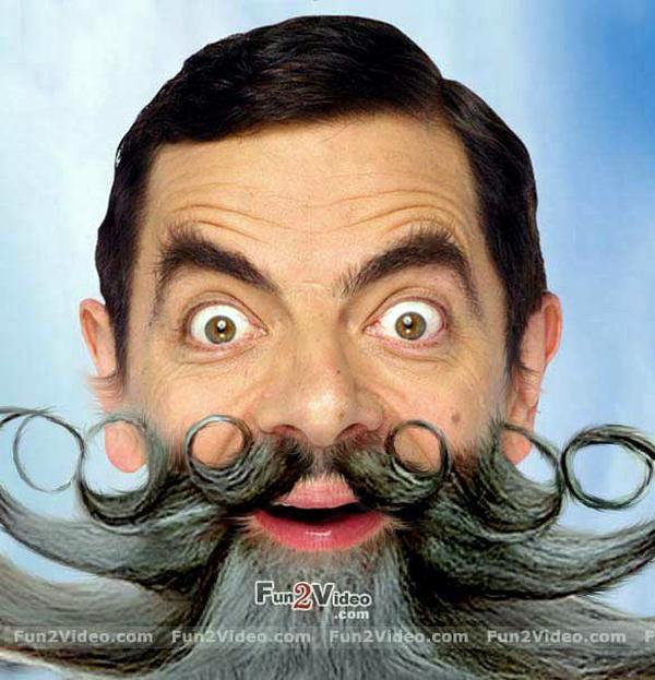 Mr Bean With Very Funny Mustaches And Beard Picture