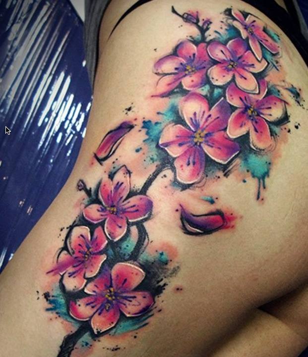 Nice Flowers Watercolor Tattoo