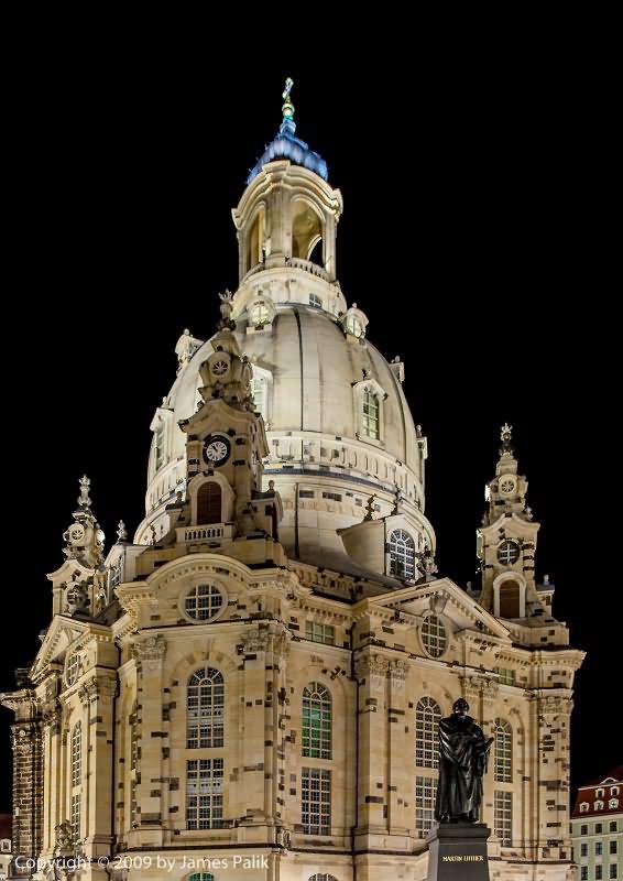 Night Image Of The Frauenkirche Dresden In Germany