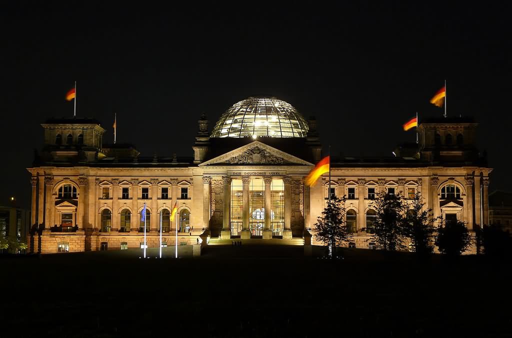 Night Image Of The Reichstag In Berlin, Germany