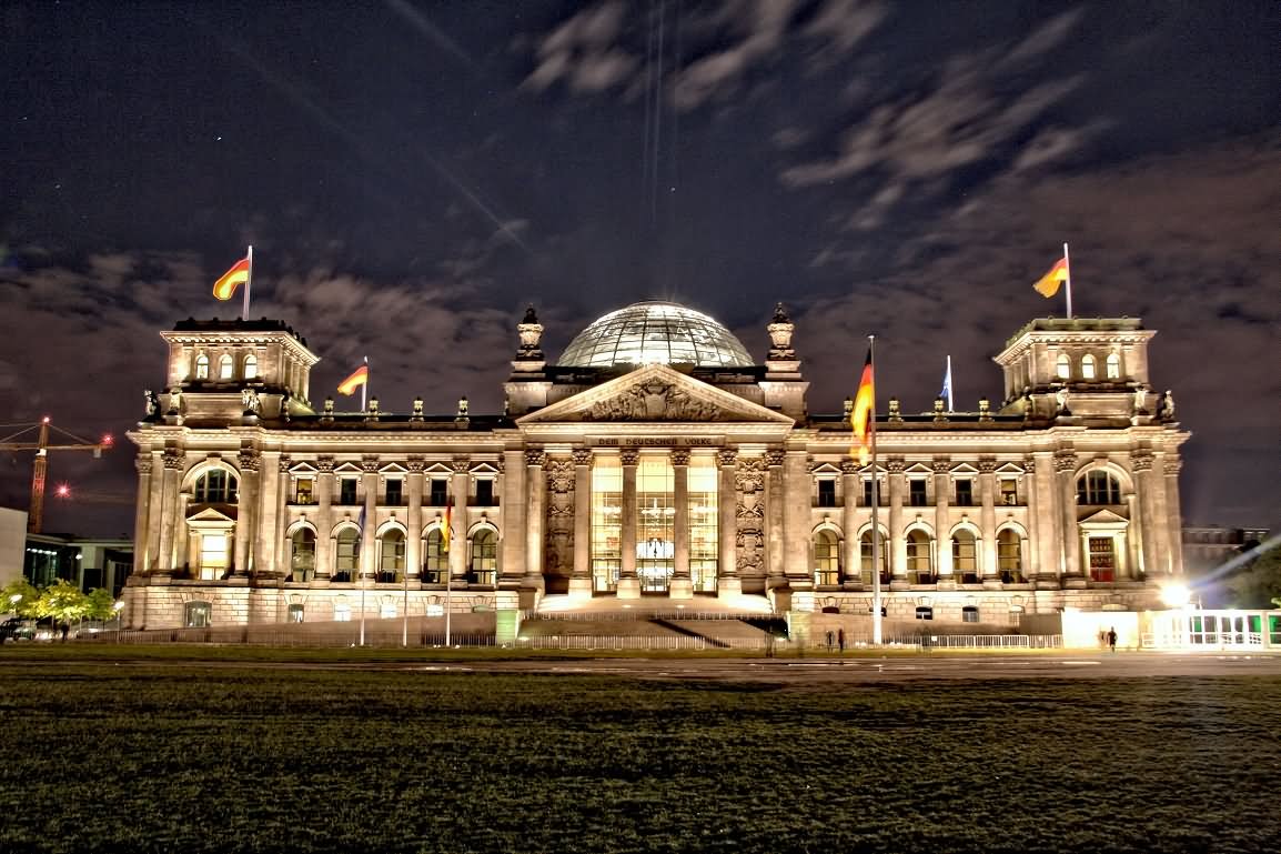 Night View Image of The Reichstag Building In Berlin