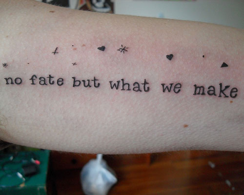 No Fate But What We Make Beatles Lyrics Tattoo Design For Sleeve