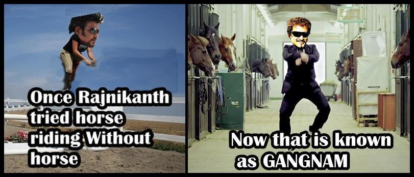 Once Rajinikanth Tried Horse Riding Without Horse Funny Meme Image