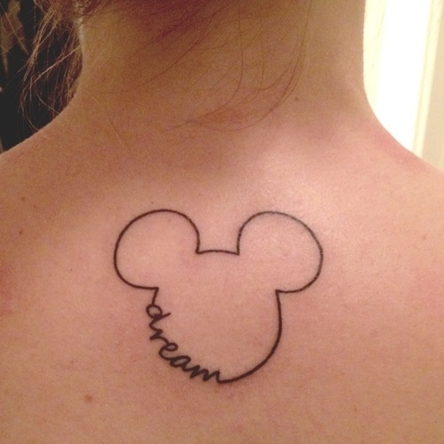 Outline Dream Mickey Mouse Head Tattoo