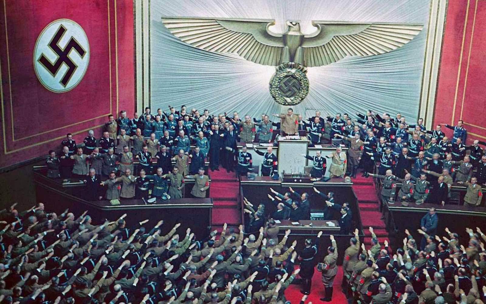 Ovation For Hitler Inside The Reichstag In 1938