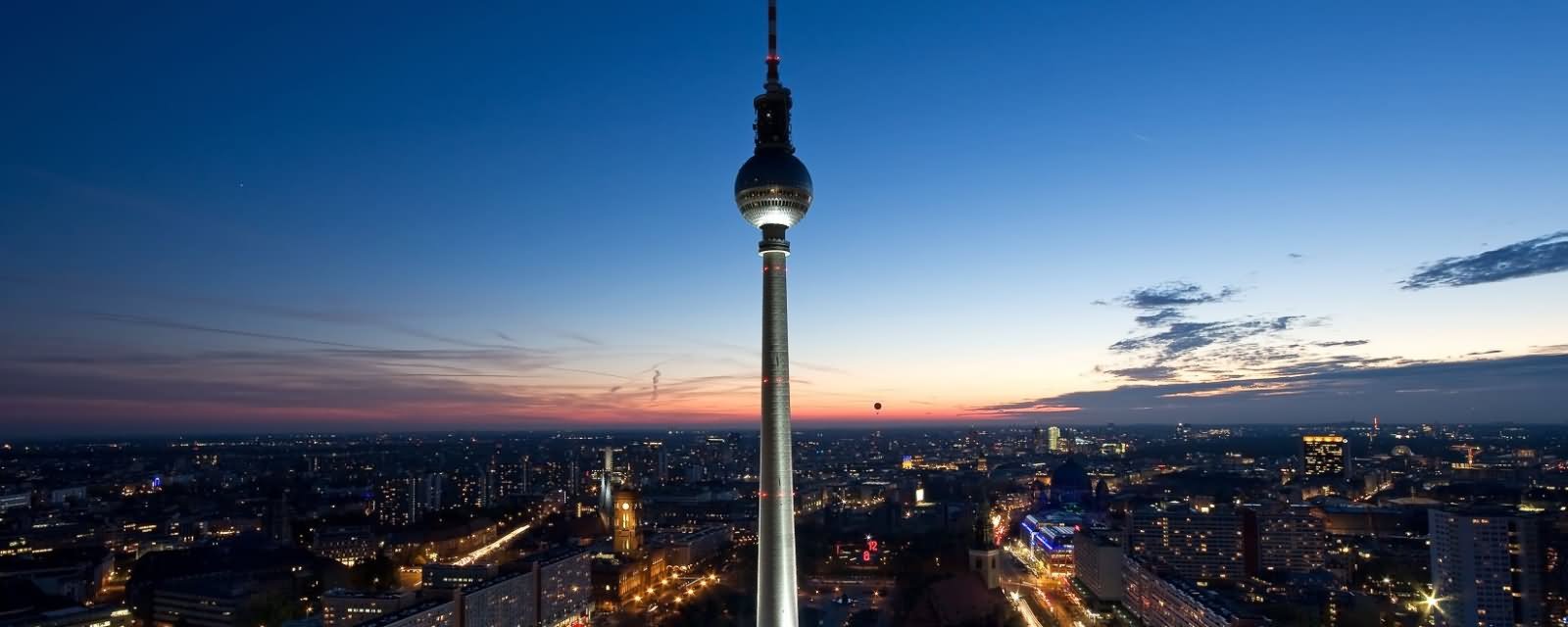 Panorama View Of The Fernsehturm At Dusk In Berlin