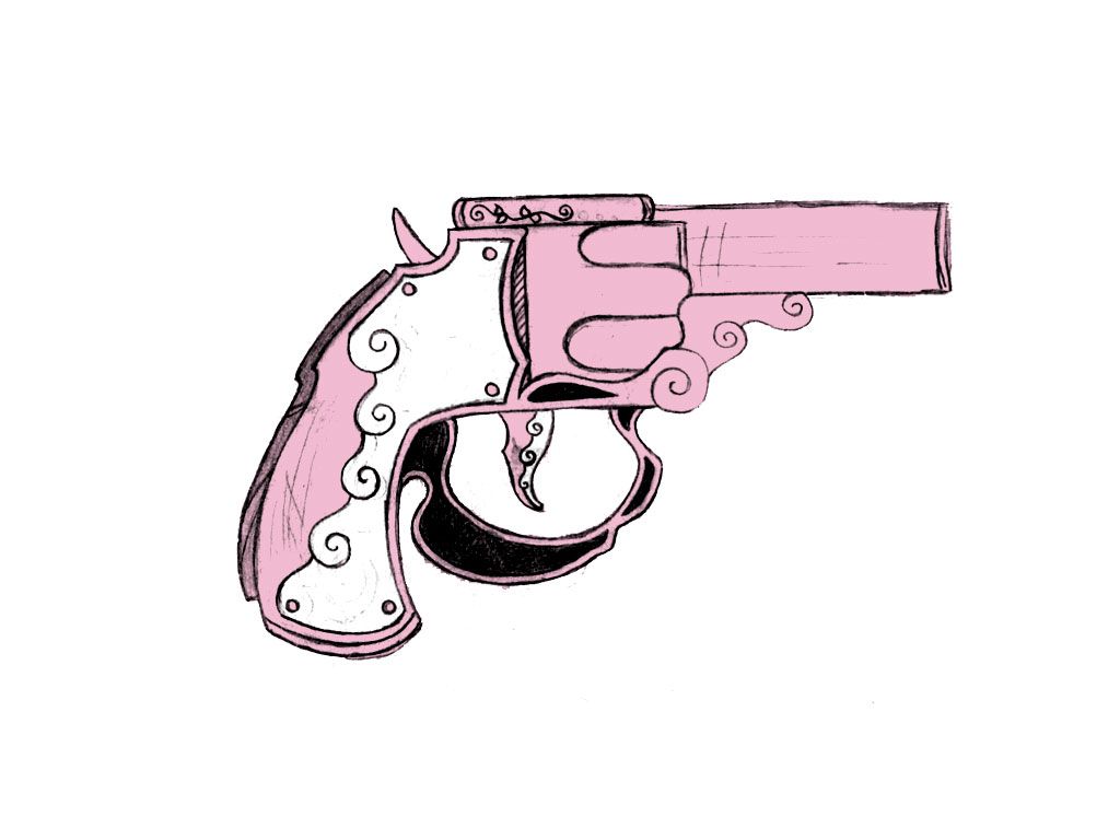Pink Revolver Tattoo Design Idea