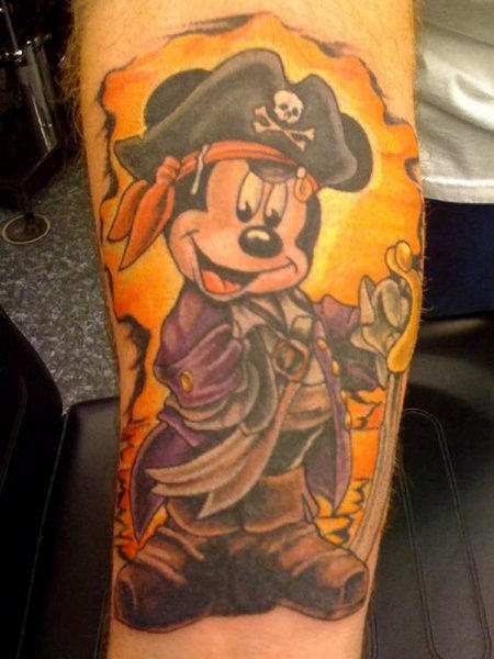 Pirate Mickey Mouse Tattoo On Arm