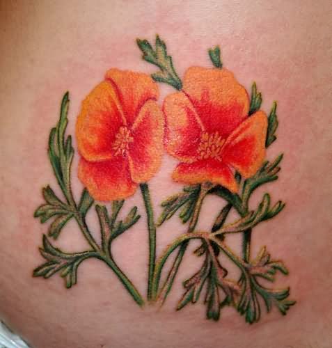 Poppy Flowers Tattoo Design