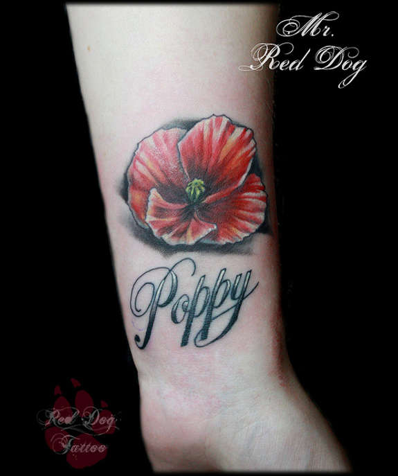 Poppy – Poppy Flower Tattoo On Wrist By Red Dog