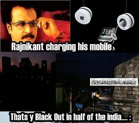 Rajinikanth Charging His Mobile Thats Y Black Out In half Of The India Funny Meme Picture