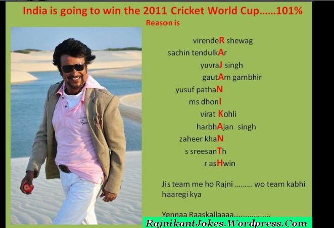 Rajinikanth Team India In world Cup 2011 Funny Picture