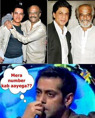 Rajinikanth Trolls Salman Khan Funny Image