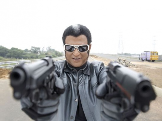 Rajinikanth With Guns Funny Picture