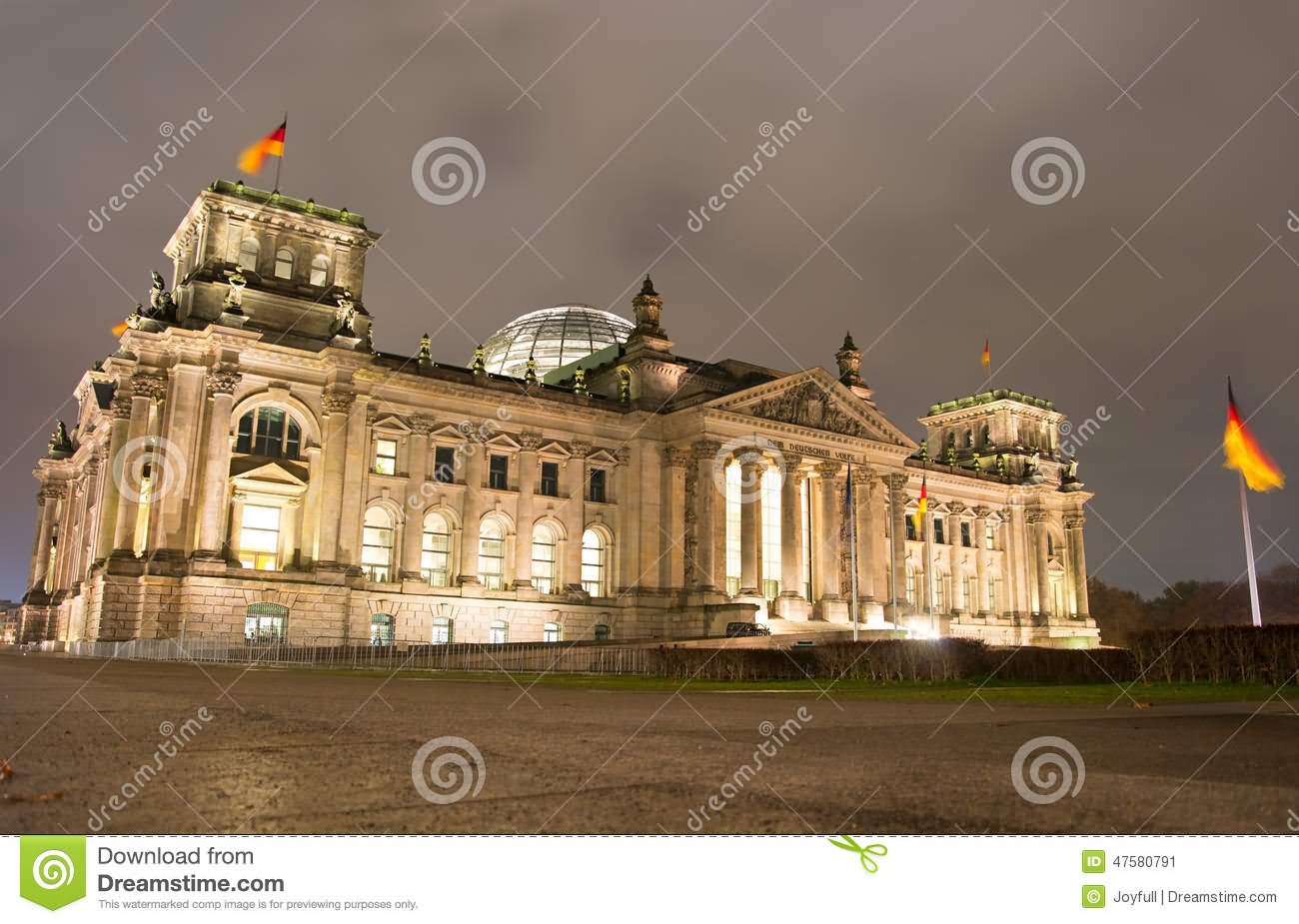 Reichstag Building At Night In Berlin, Germany