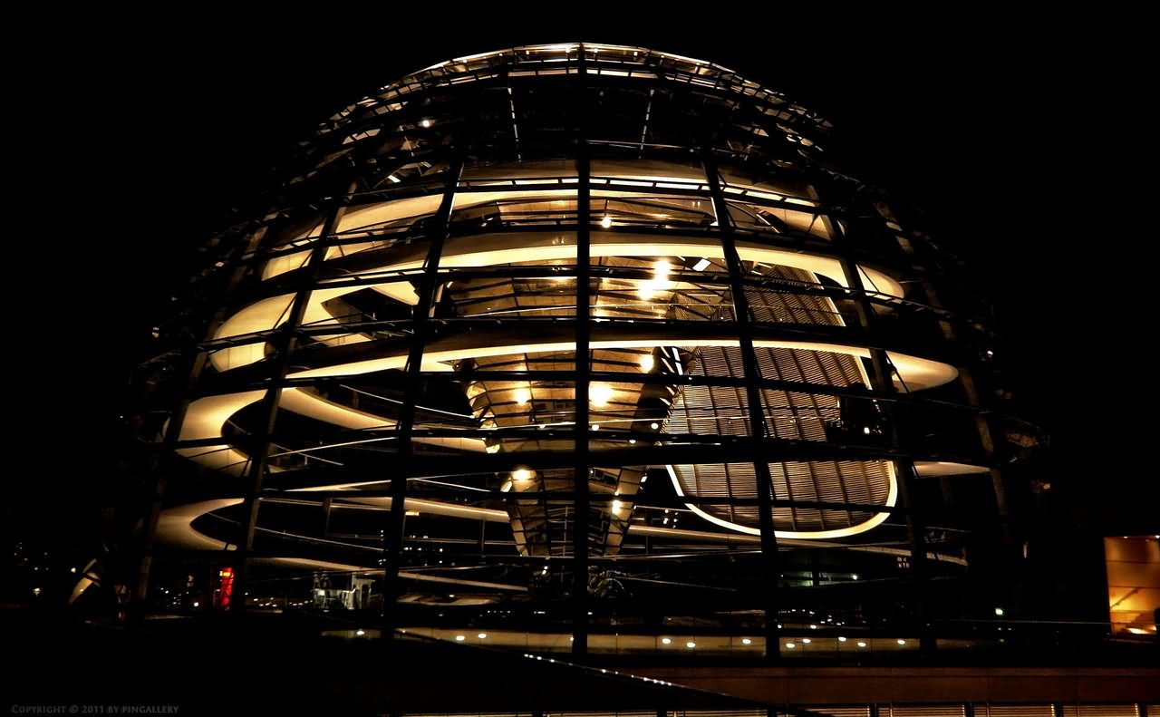 Reichstag Dome During Night In Berlin, Germany