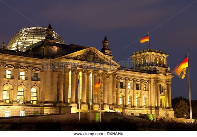 Reichstag German Parliament Building At Night