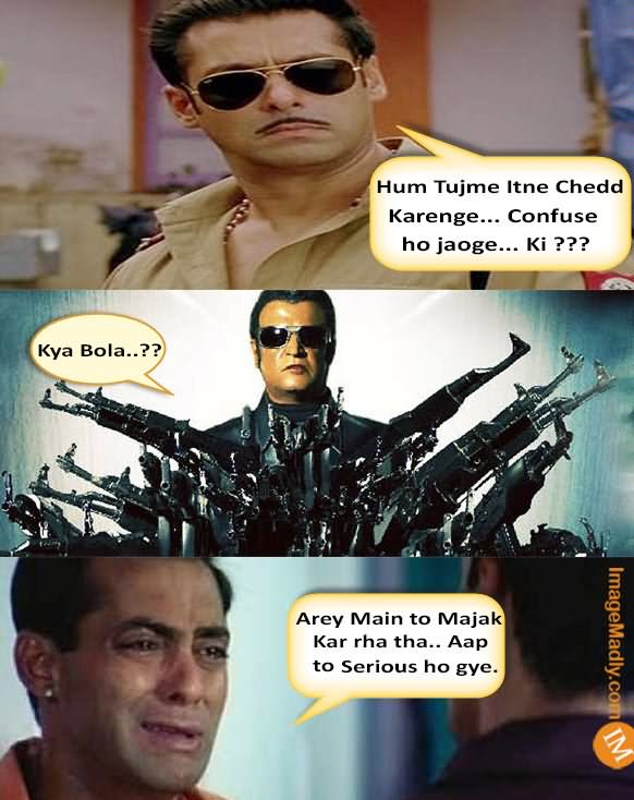 Salman Khan Vs Rajinikanth Very Funny Meme Picture