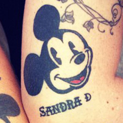 Sandra Mickey Mouse Head Tattoo