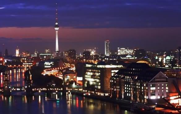 Sightseeing Of Berlin City And Fernsehturm Tower At Night