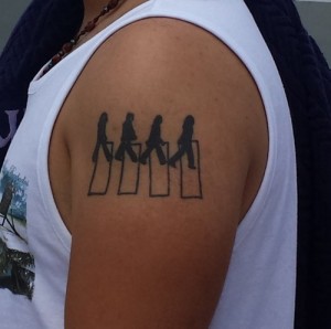 Silhouette Beatles Abbey Tattoo Design For Half Sleeve