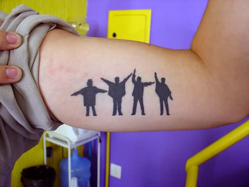 Silhouette Beatles Tattoo On Left Bicep