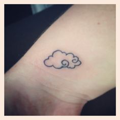 Simple Black Outline Cloud Tattoo Design For Wrist By