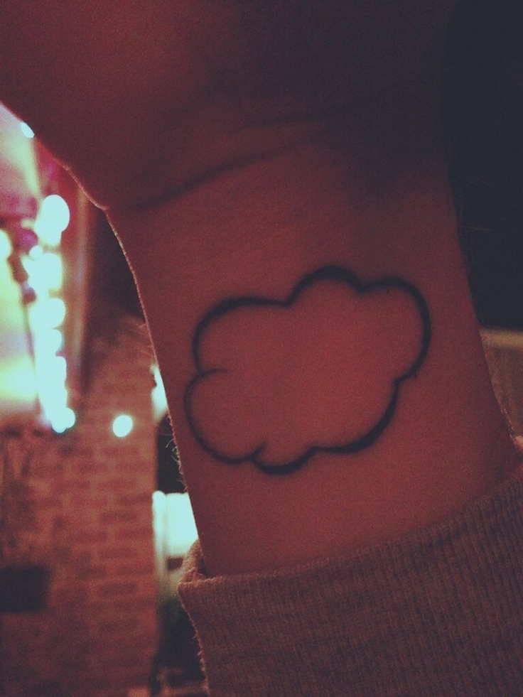 Simple Black Outline Cloud Tattoo On Wrist
