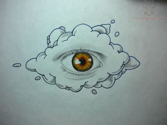 Simple Eye In Cloud Tattoo Design By Arturo Dosamantes