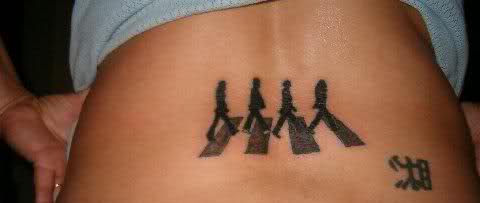 Simple Silhouette Beatles Abbey Tattoo On Lower Back