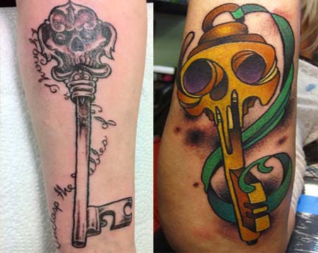 Skeleton Key Tattoos On Both Arm